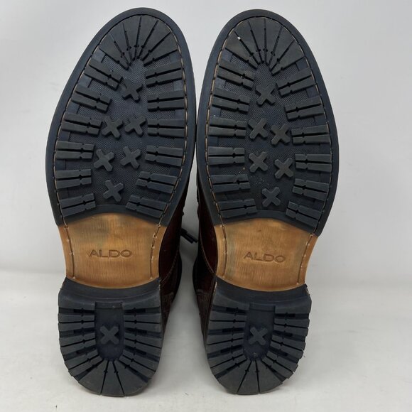 Aldo Mens Brown Leather Lace Up Boot Buckle Accent Wrap Size 11 - Picture 11 of 11